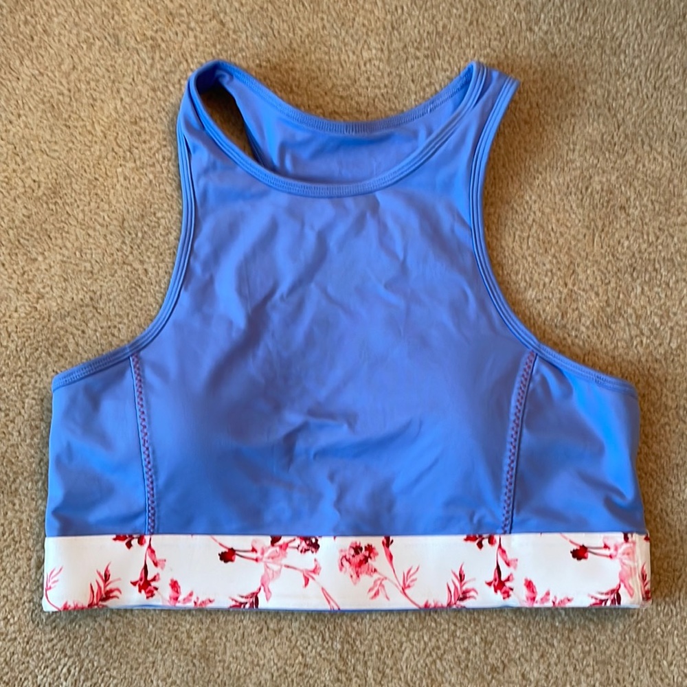 Fabletics x Madelaine Petsch Floral High Neck Sports Bra